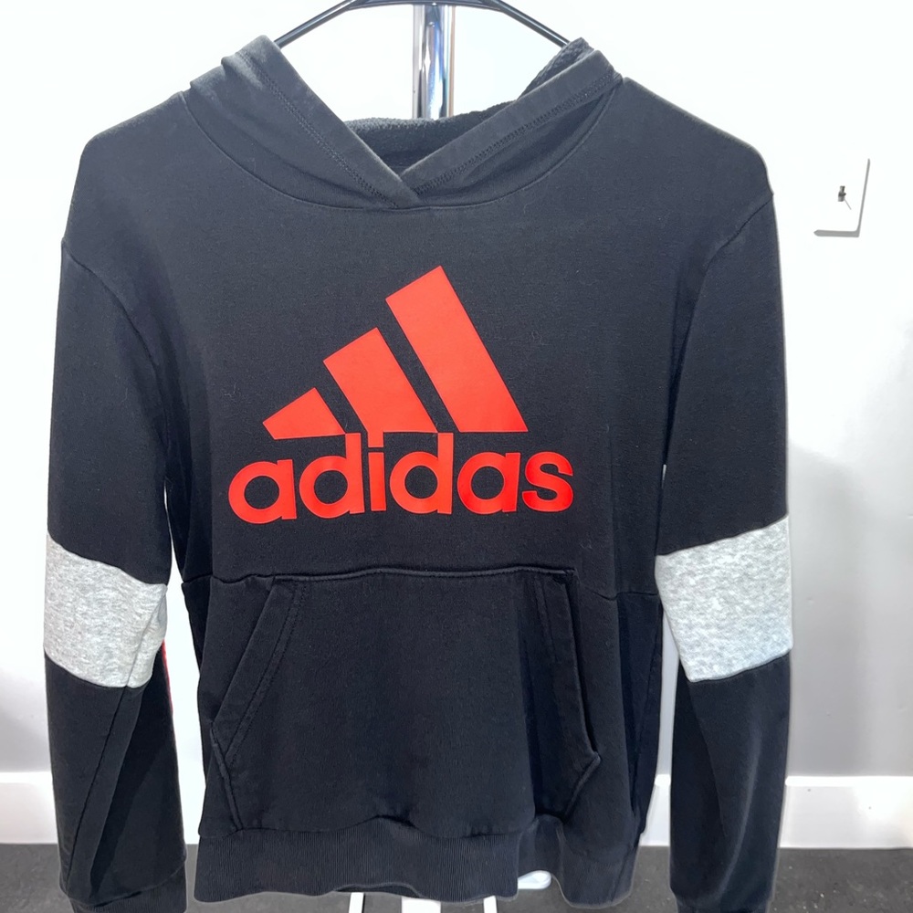 Adidas Kids Black Hoodie with Red Logo